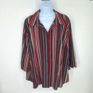 Covington Shirt Women 22W Button Down Blouse Multi Colored Striped Shirt